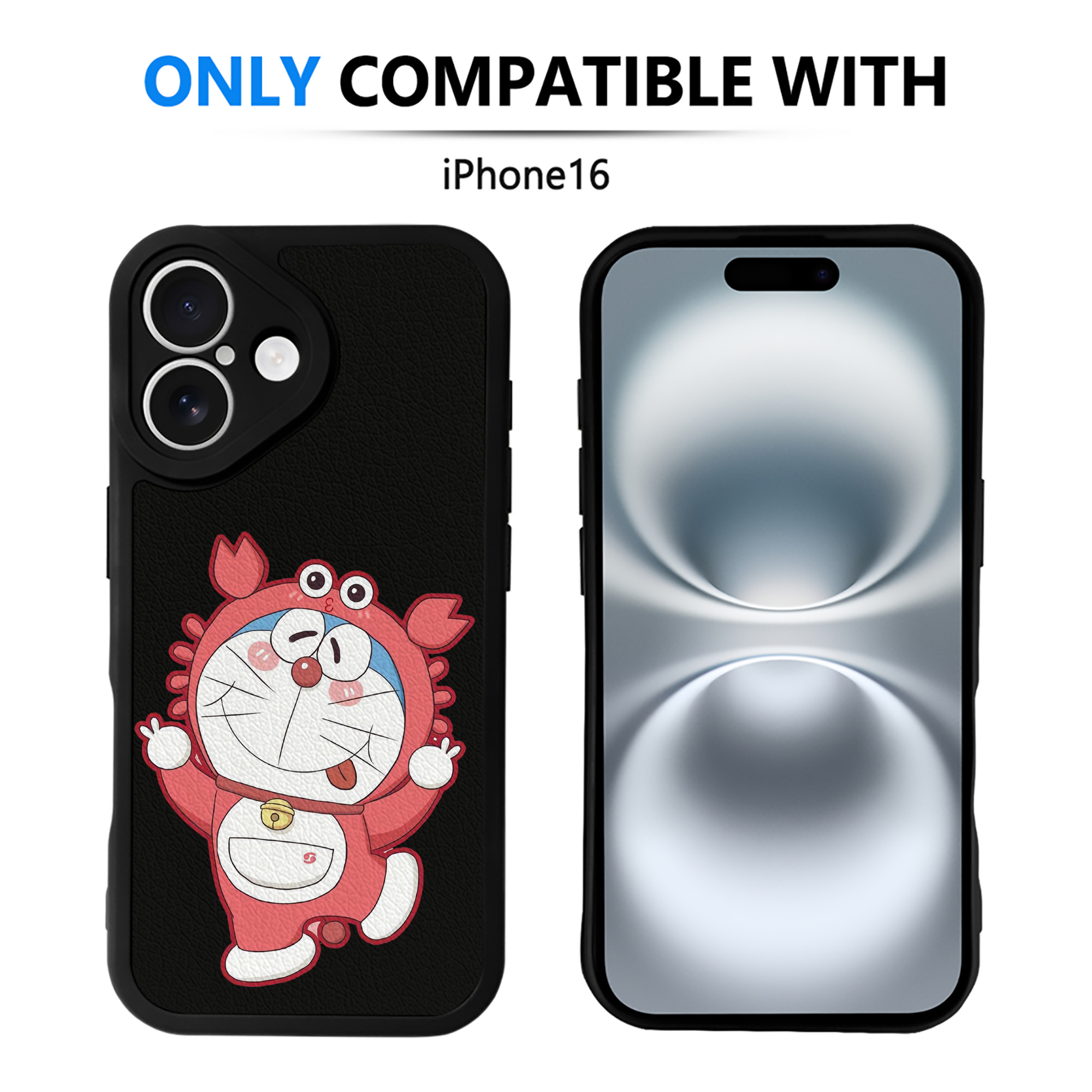 （画像用） ドラえもん Doraemon 【iPhone 16シリーズ対応】シリコンスマホケース（レザー調） 材質：シリコン